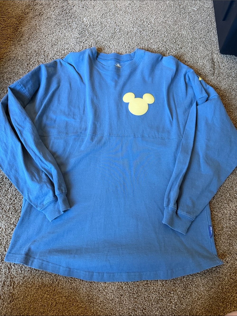 Disney Blue Long-Sleeve Sweatshirt with Yellow Mouse Silhouette